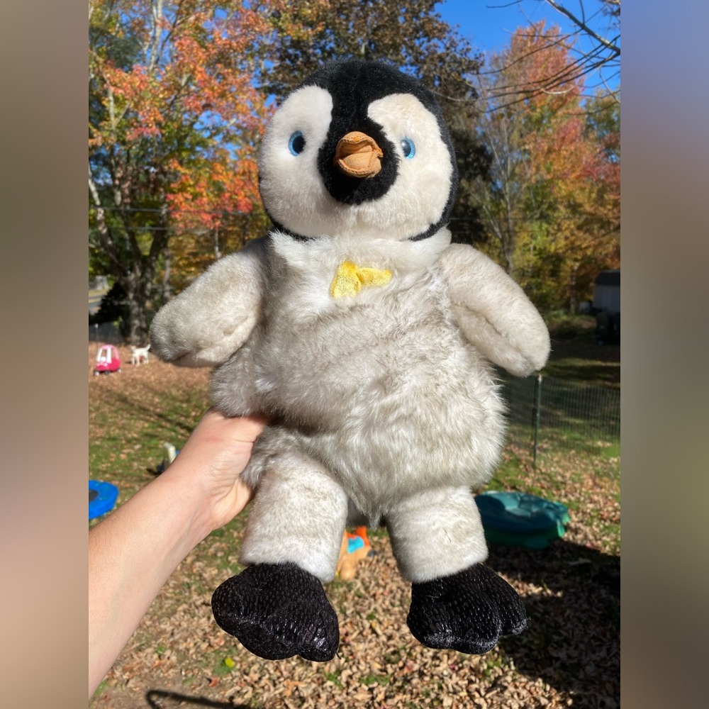 Build-A-Bear Happy Feet Mumble Baby Penguin Soft Gray and White Stuffed Animal